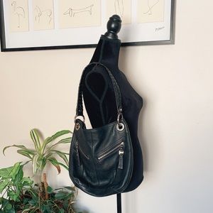 B. Makowsky Black Leather shoulder purse